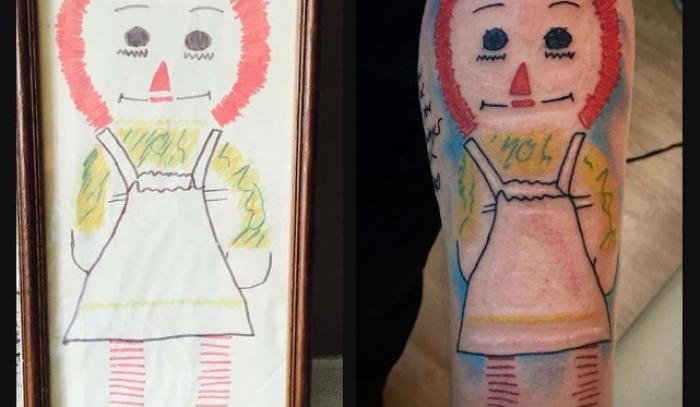 12 parents qui ont tellement adoré le dessin de leur enfant qu'ils se le sont fait tatouer ! | #9