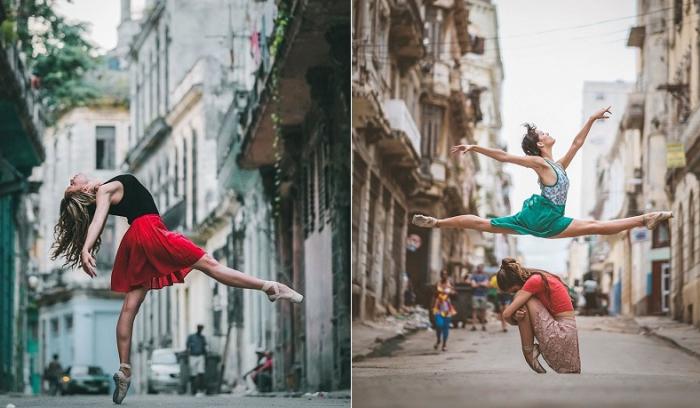 Des danseurs de ballet dansent dans les rues de Cuba