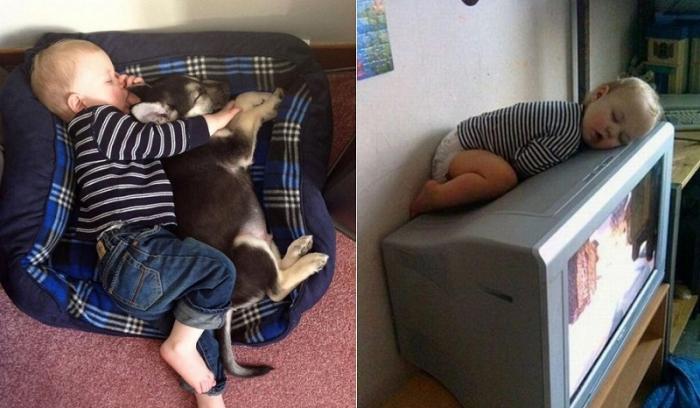 15 photos adorables qui montrent que les bébés sont capables de s'endormir n'importe où