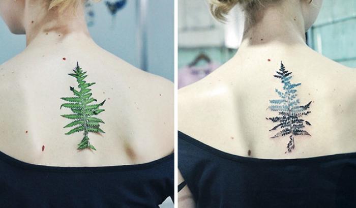 Cette tatoueuse utilise de vraies feuilles et des fleurs comme pochoirs pour réaliser de sublimes tatouages botaniques | #4