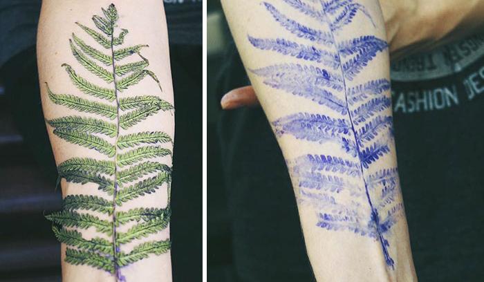 Cette tatoueuse utilise de vraies feuilles et des fleurs comme pochoirs pour réaliser de sublimes tatouages botaniques | #7