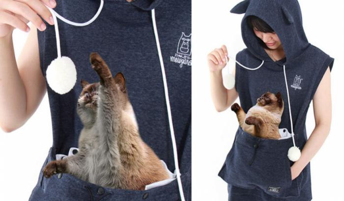 Des sweats poche kangourou qui vous permettent d'emmener votre chat partout avec vous | #3