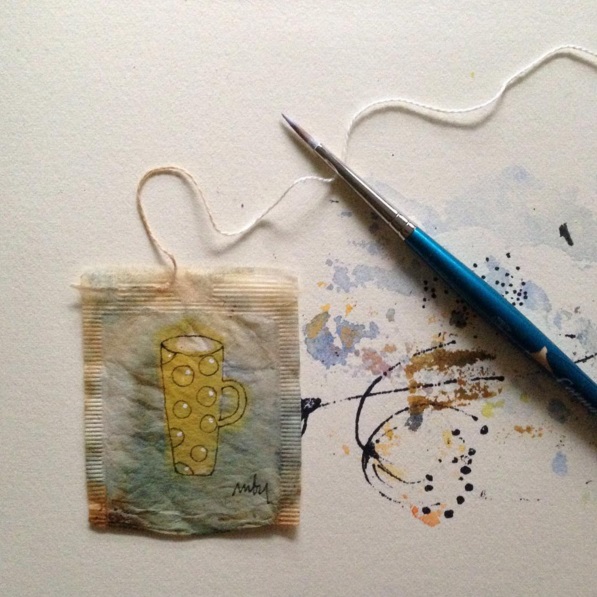 Support Sachets De Thé Usagés Busy Bees - Design Blanc Avec Abeilles - 13x10x2cm