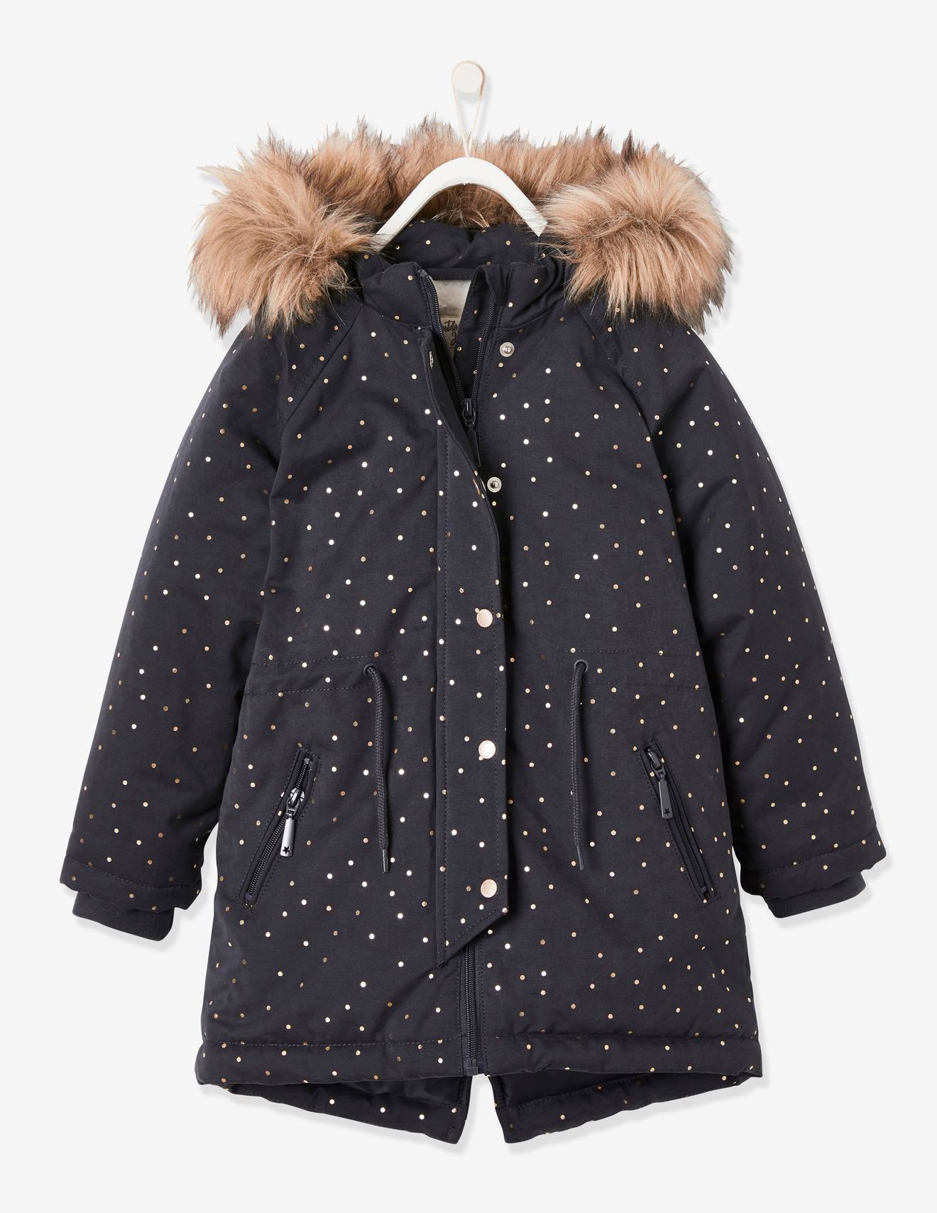 parka-a-capuche-a-pois-irises-fille-garnissage-en-polyester-recycle