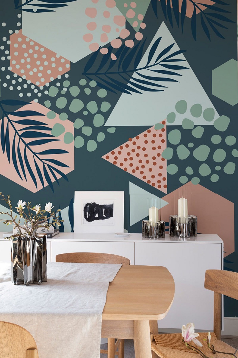 leaves-and-dots-abstract-wallpaper-mural-room