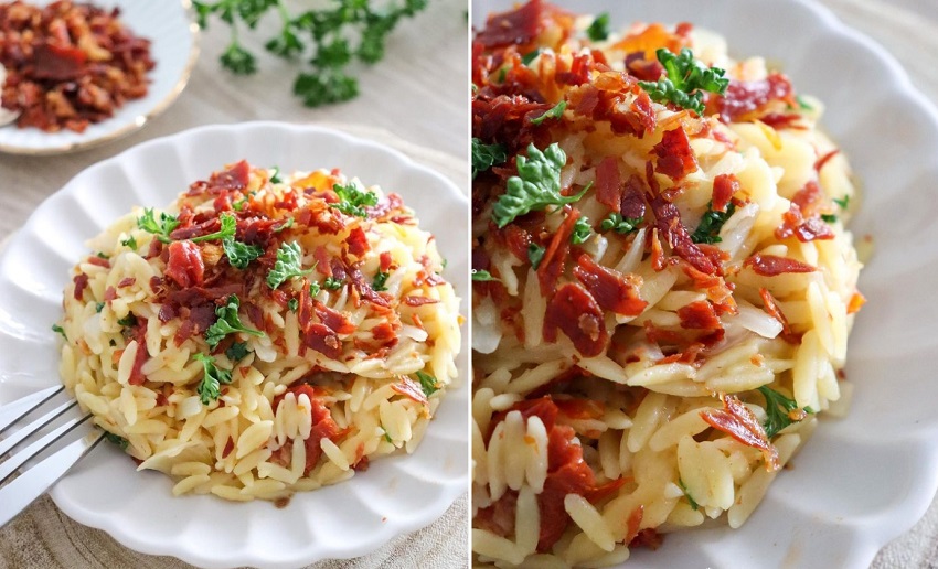 La recette d'orzotto aux tomates séchées et jambon fumé facile