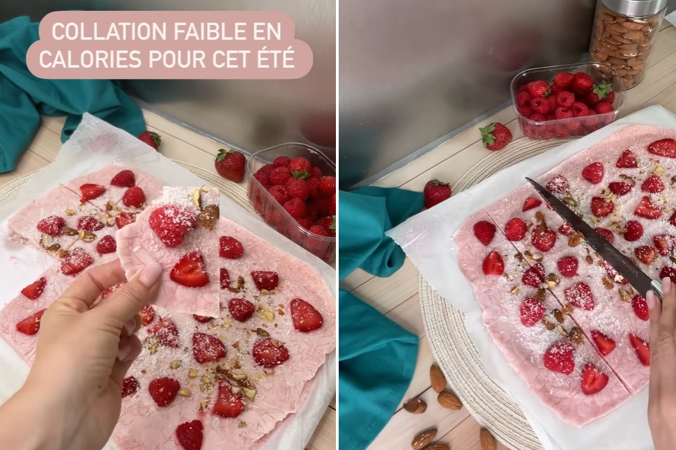 La recette de glace maison faible en calories aux framboises