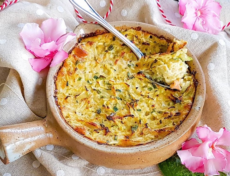 La recette de clafoutis courgette et saumon fumé facile