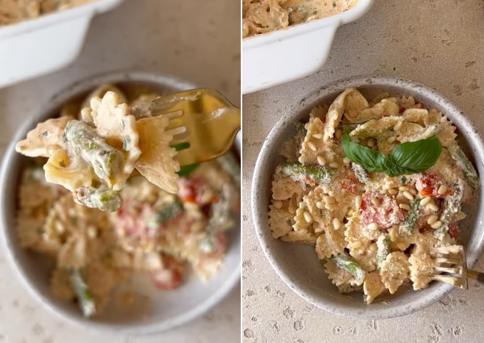 La recette one pot pasta de pâtes, asperges, tomate cerise et Boursin