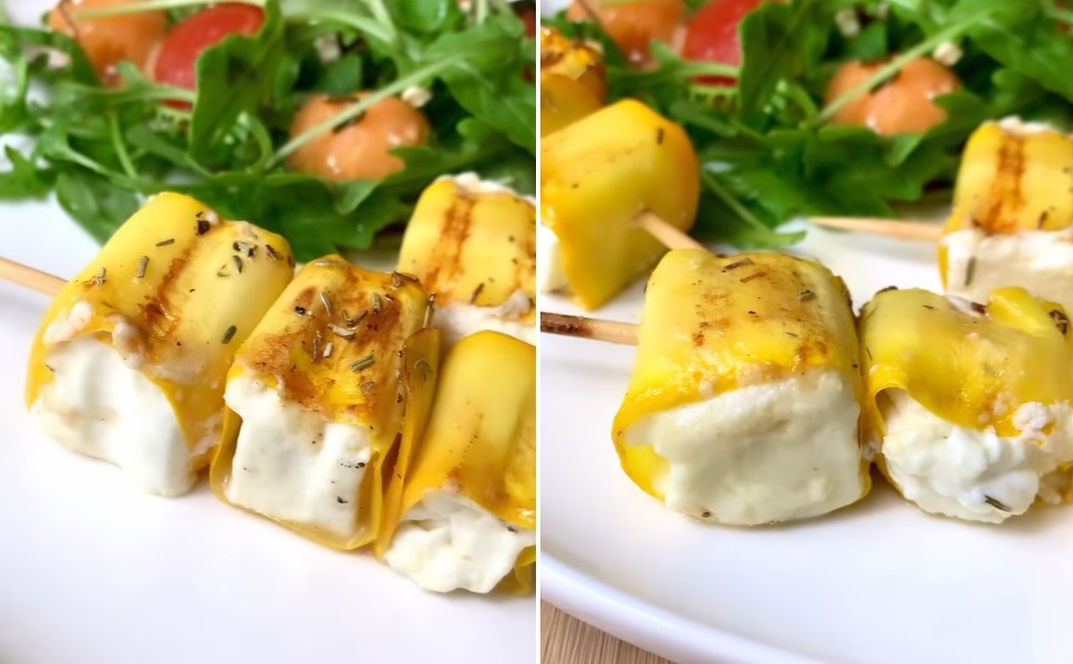 La recette de brochettes de courgette et feta maison facile et légère