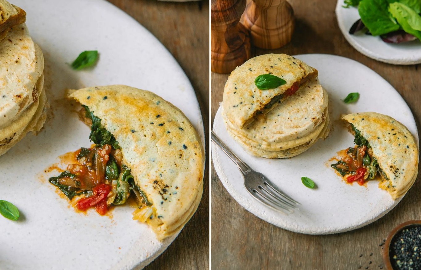 La recette facile de pancakes salés fourrés aux légumes