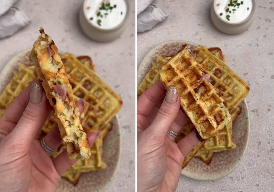 La recette de gaufre salée pomme de terre et bacon