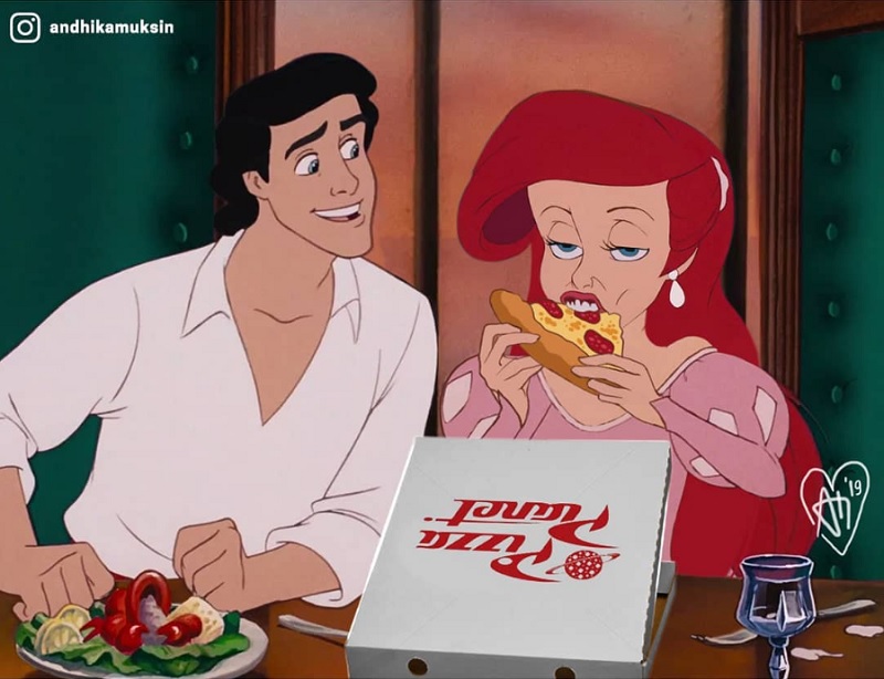 Ariel mange une pizza : quand les Princesses Disney sont comme nous au quotidien