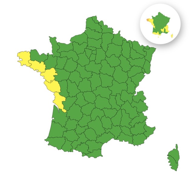 Orages&nbsp;: voici les 5 d&eacute;partements en vigilance jaune ce vendredi 16 janvier