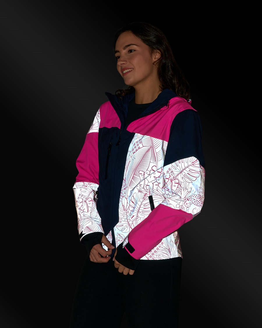 veste-v&eacute;lo-visible-rose-fluo-impermeable-reversible-bleue-marine-urban-circus
