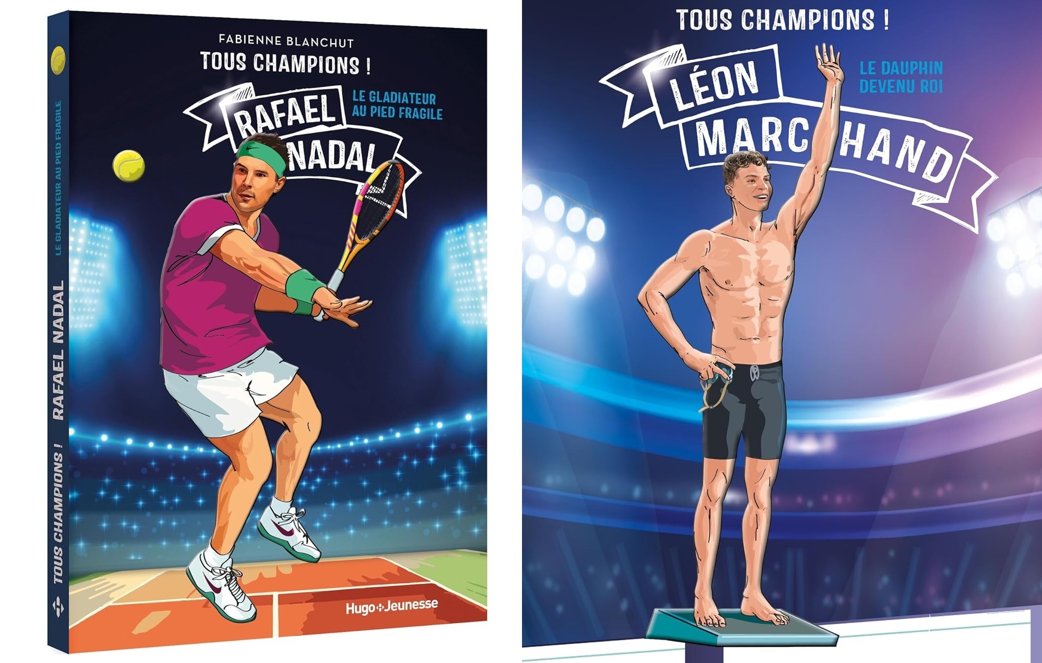 Pourquoi vos enfants devraient lire la collection Tous Champions ! sur Raphael Nadal et Léon Marchand