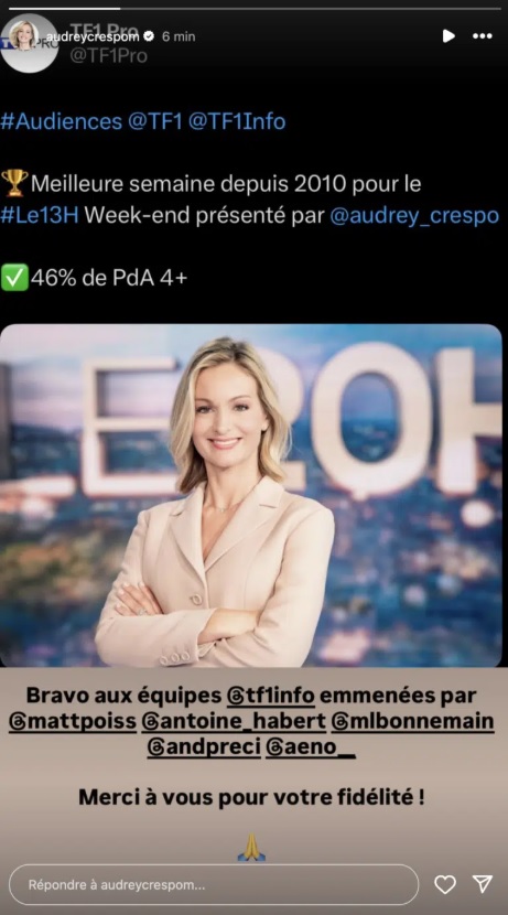 audrey-crespo-mara-record-13h-week-end-tf1-apres-deuil-thierry-ardisson