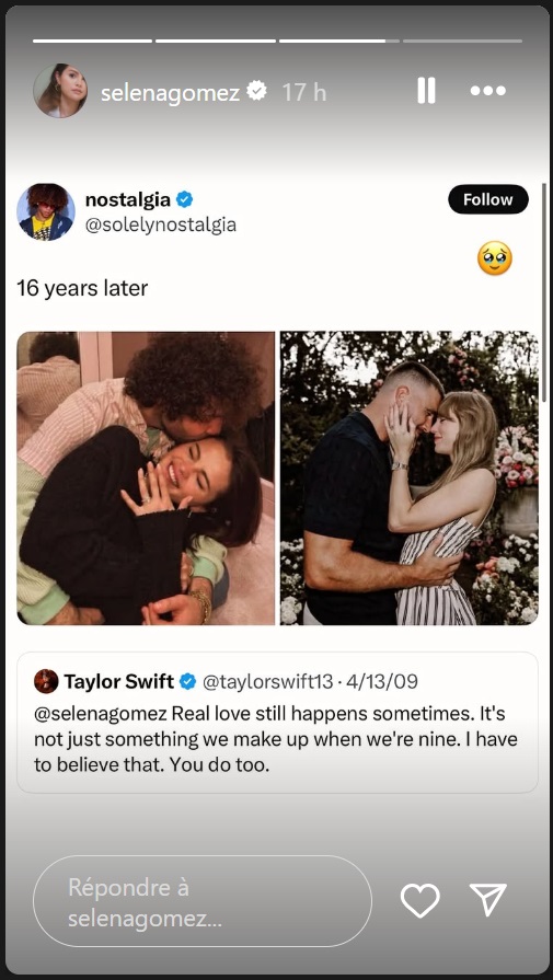 Selena Gomez réagit avec émotion aux fiançailles de sa meilleure amie Taylor Swift