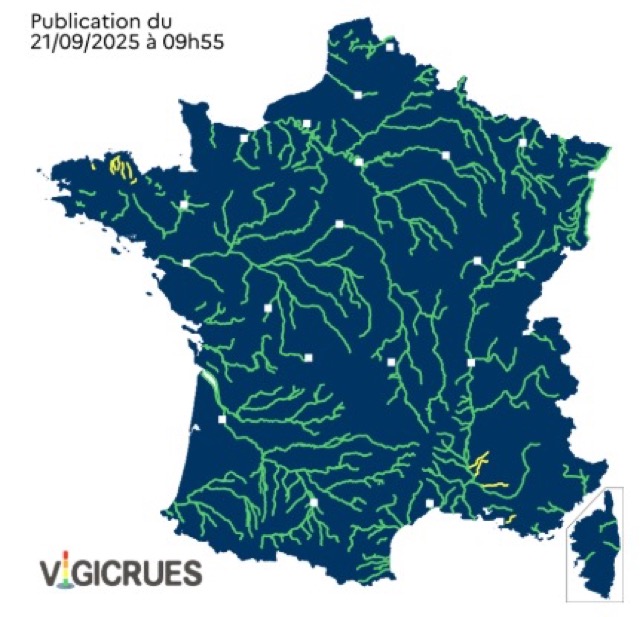 Crues : voici les 6 départements placés en vigilance jaune ce dimanche 21 septembre 2025