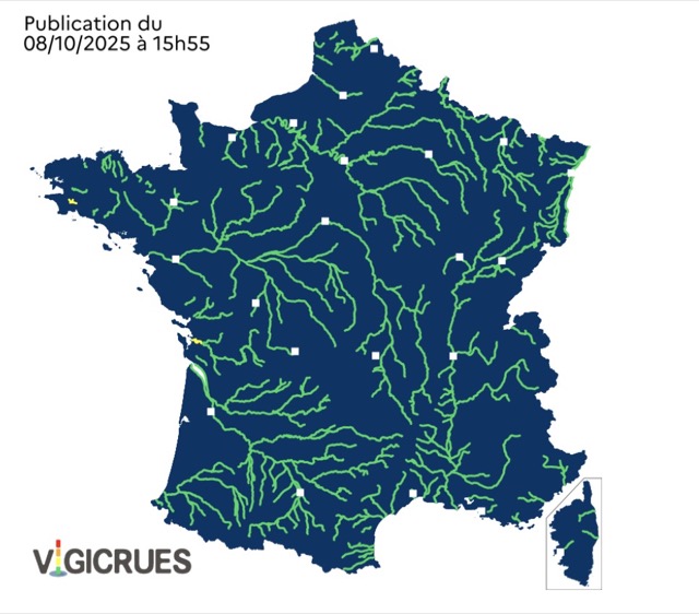 Crues : voici les 2 départements en vigilance jaune ce jeudi 9 octobre 2025