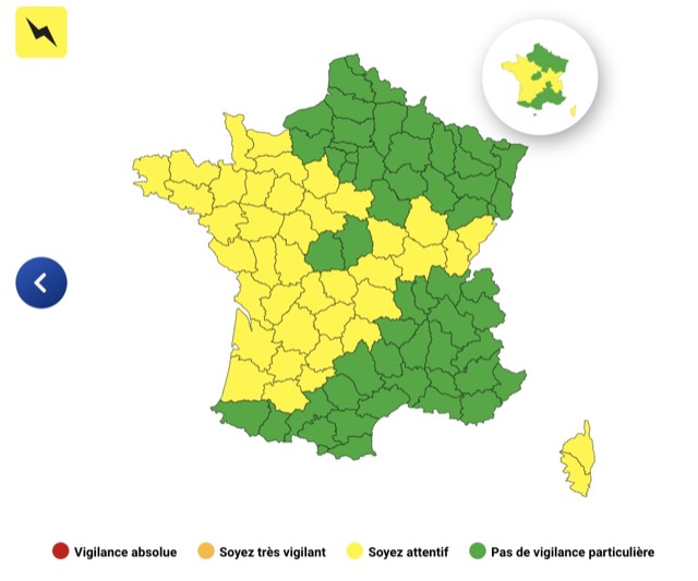 Orages : voici les 40 départements placés en vigilance jaune ce mercredi 22 octobre 2025