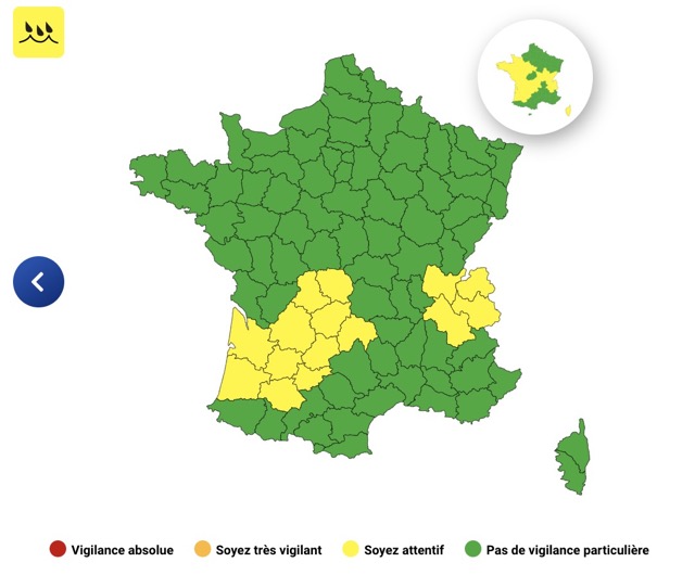 Pluie-inondation : voici les 15 départements placés en vigilance jaune ce mercredi 22 octobre 2025