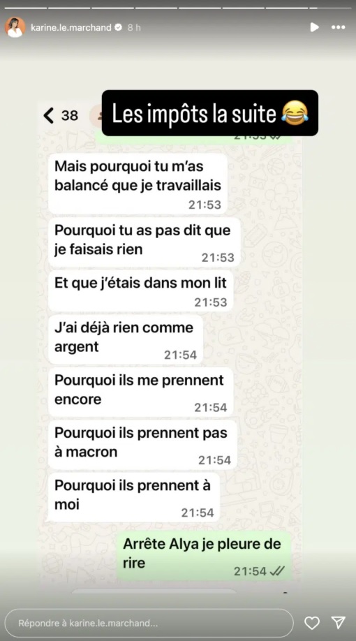 Pourquoi ils ne prennent pas à Macron ? : la fille de Karine Le Marchand pousse un gros coup de gueule contre les impôts, et sa mère en pleure de rire