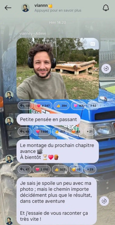 Le chemin importe plus que le résultat : 4 mois plus tard, Vianney donne des nouvelles de sa cabane en pleine nature