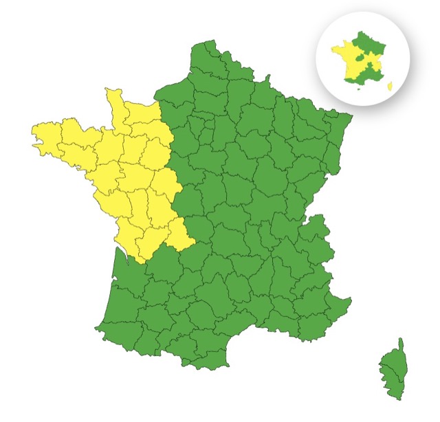 Vents violents : voici les 18 départements placés en vigilance jaune ce mercredi 22 octobre 2025
