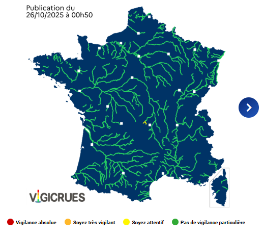 Crues : voici le seul département en vigilance jaune ce dimanche 26 octobre 2025