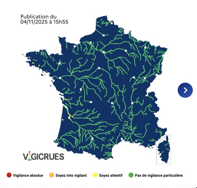 Crues : voici les 4 départements placés en vigilance jaune ce mercredi 5 novembre 2025