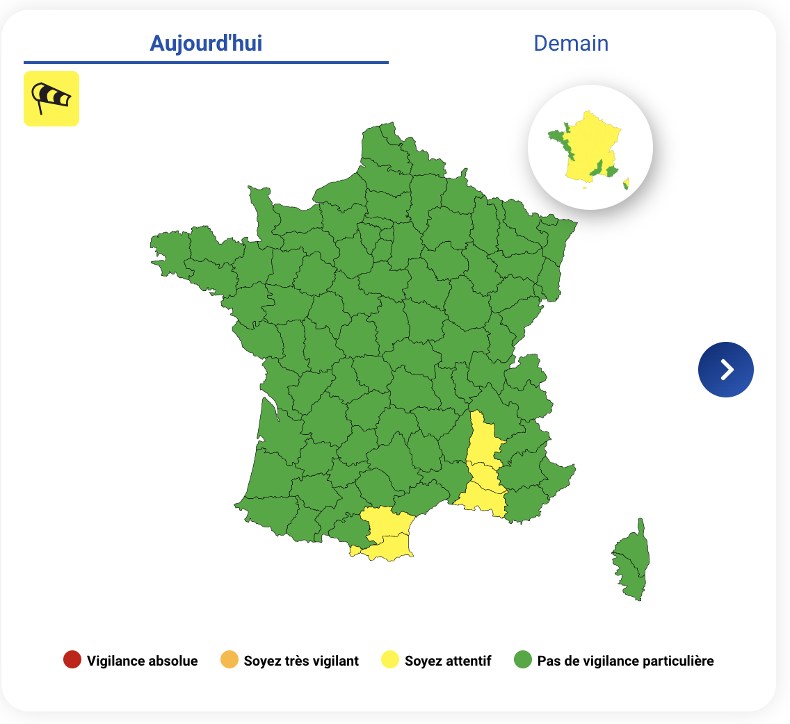 Vents violents : voici les 5 départements placés en vigilance jaune ce vendredi 21 novembre