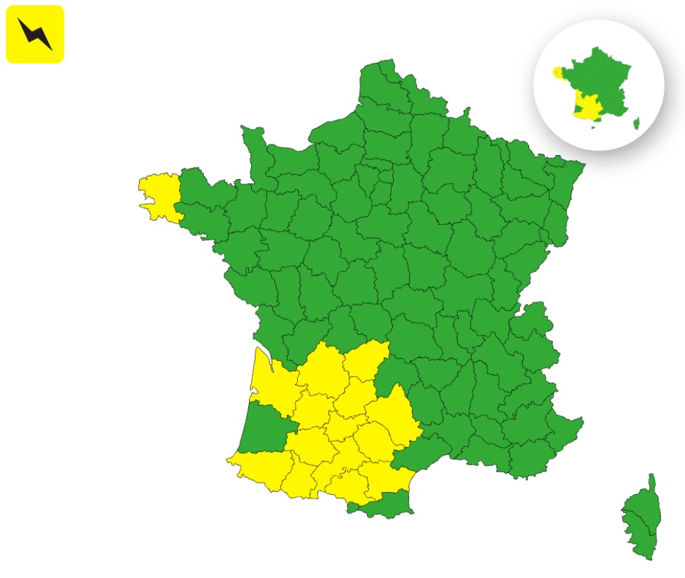 Orages : 15 départements placés en vigilance jaune ce dimanche 7 septembre 2025