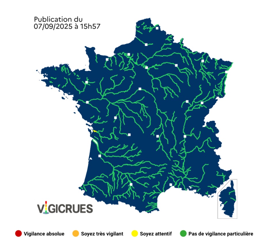 Crues : voici le département en vigilance jaune ce lundi 8 septembre 2025