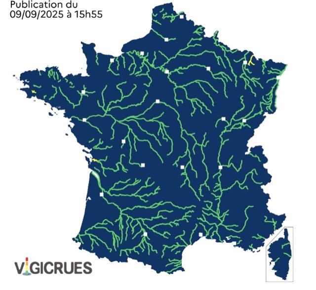 Crues : voici les 3 départements placés en vigilance jaune ce mercredi 10 septembre 2025