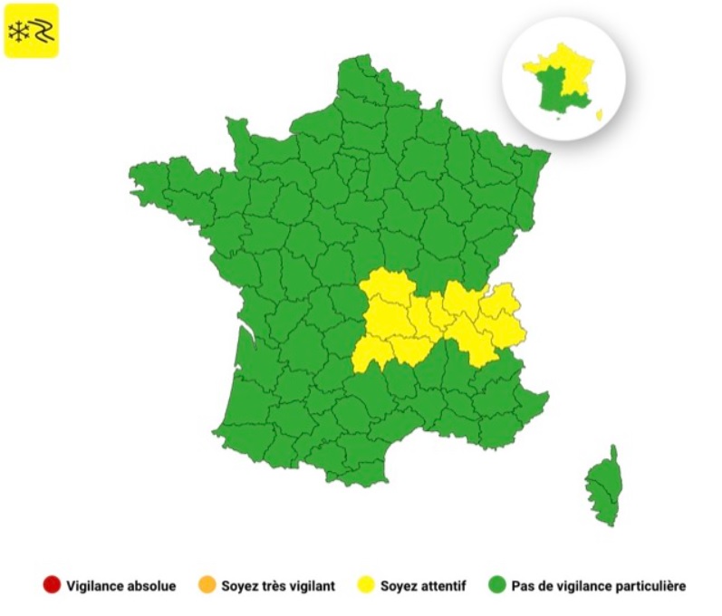 Neige en plaine et verglas&nbsp;: voici les 10 d&eacute;partements plac&eacute;s en vigilance jaune ce mercredi 25 mars