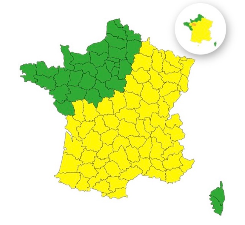 Orages ce mardi&nbsp;: voici les 63 d&eacute;partements plac&eacute;s en vigilance jaune par M&eacute;t&eacute;o-France