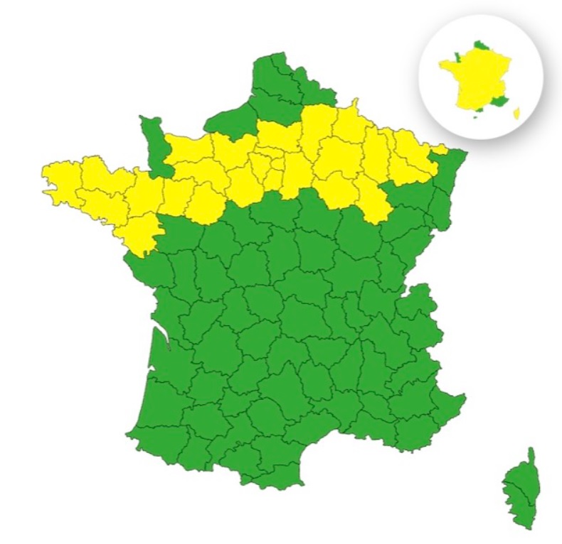 Pluie-inondation&nbsp;: voici les 28 d&eacute;partements plac&eacute;s en vigilance jaune ce dimanche 10 mai